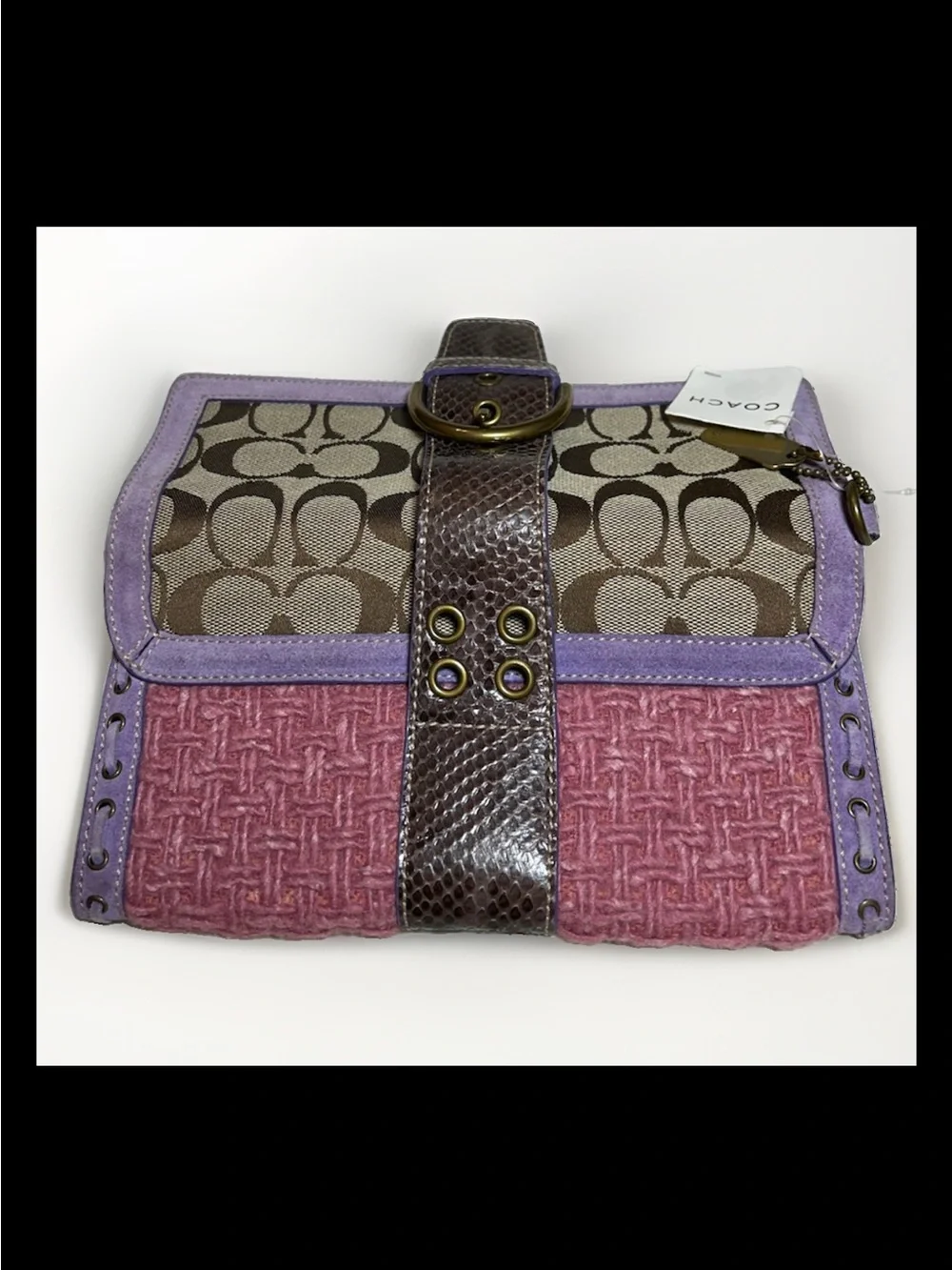 Coach Soho Buckle Flap, Basket Weave Wallet/Clutch 2004 Style: (#9652) RARE-NWT